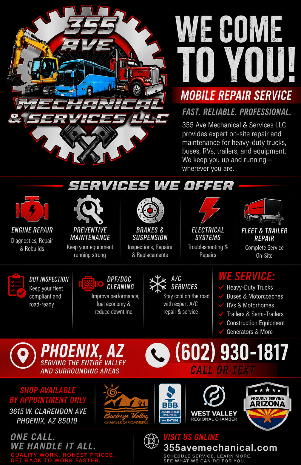 355 Ave Mechanical mobile repair service overview